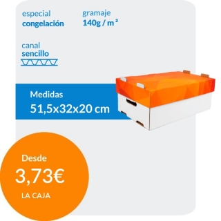 Caja de Cartón Automontable con fondo y tapa Blanca y Naranja 51,5x32x20 cm