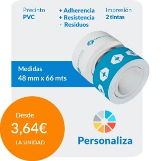 Cinta Adhesiva Personalizada PVC 66 metros - 2 tintas / Bajo Ruido