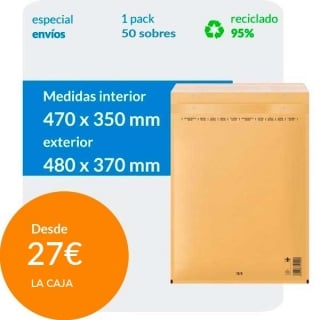 50 Sobres Acolchados con Plástico de Burbujas 47x35 cm - 20/K Marrón