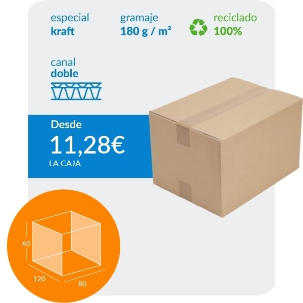 Cajas de Cartón Tamaño Palet Europeo en Canal Doble 120x80x60 cm (4  Solapas) - Caja Cartón Embalaje .Com