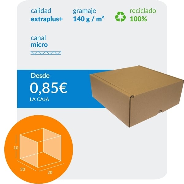 Caja Automontable con tapa incorporada 31 x 20 x 10 cm - Caja Cartón  Embalaje .Com