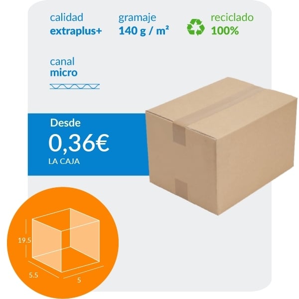 Caja 4 5.5x5x19.5 cm microcanal marron Cartón Embalaje .Com